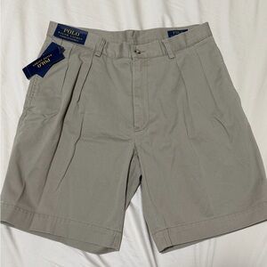 Polo Ralph Lauren Shorts 33W Classic Fit Pleated Inseam 9” Hudson Tan Cotton NWT